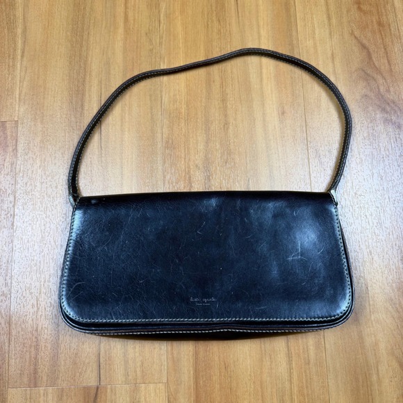 kate spade Handbags - Kate Spade New York Vintage Black Leather Shoulder Bag Made in Italy 11232